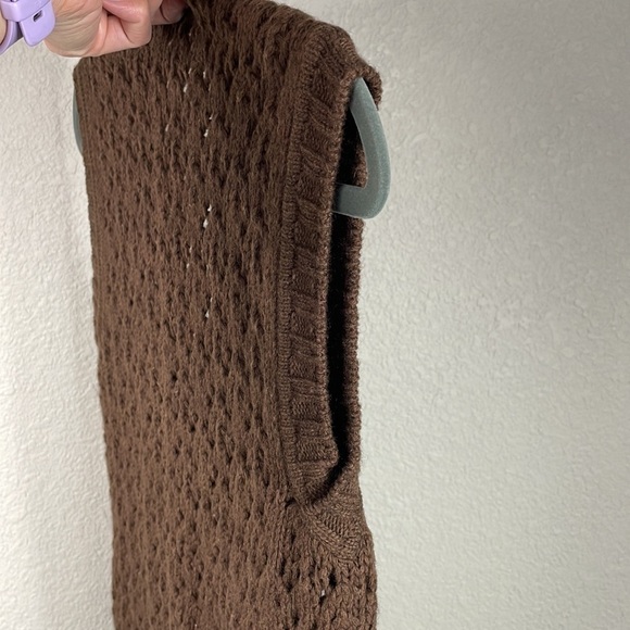 Dolce & Gabbana Chunky Open Cable Knit Vest Cardigan Brown Wool Yak - Picture 5 of 10